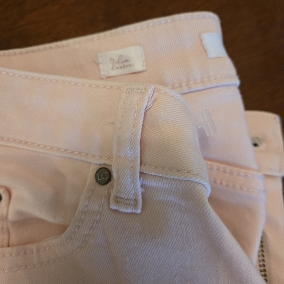 Lauren Conrad Womens Trendy Light Pink Distressed Heart Skinny Capri Jeans - Picture 6 of 9
